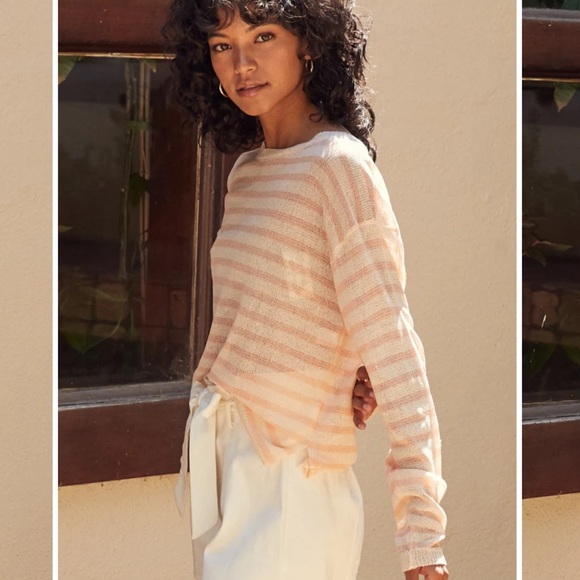 NWT Sadie & Sage Sherbert Stripe Top in Coral - S - Picture 3 of 7